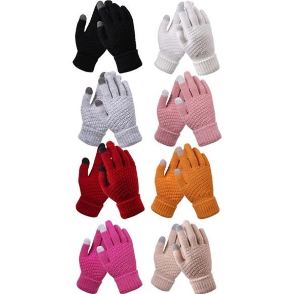 Trounistro 8 Pairs Women's Winter Touchscreen Gloves Elastic Cuff Stretchy Knit